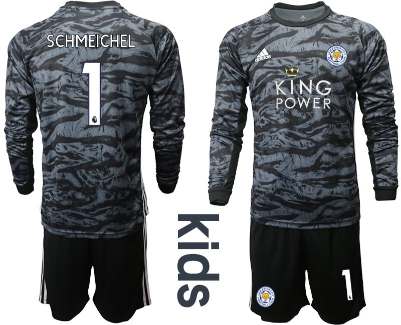Youth 2019-2020 club Leicester City black long sleeve goalkeeper #1 Soccer Jerseys